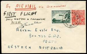 19-21 Feb.1930 (AAMC.151,152.) Camooweal - Daly Waters and return, covers flown and signed by the pilot, Frank Neale, for Australian Aerial Services. [50 & 30 flown respectively]. 19 Feb.1930 (AAMC.153) Darwin - Daly Waters cover (with Camooweal backstamp