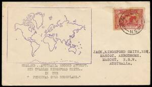 4-14 Oct.1933 (AAMC.332) England - Australia cover, flown by Kingsford Smith on his record-breaking flight in the "Miss Southern Cross", a Percival Gull monoplane. [20 flown]. AAMC:$1750.