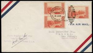 Oct.-Nov.1934 (AAMC.455a) Hawaii - California cover, flown by Kingsford Smith & Taylor in the Lockheed Altair "Lady Southern Cross" on the last leg of their epic flight from Brisbane. The cover is signed by Taylor over a 3-line handstamp: "Charles Kingsfo
