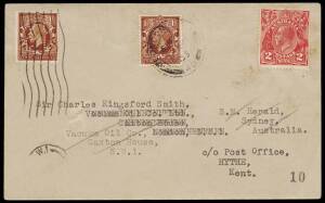 23 Oct.1935 (AAMC.545) England - Italy - England cover (#10), flown by Charles Kingsford Smith and Tommy Pethybridge, with handstamped explanation on reverse, signed by B. Sheil. [49 flown].
