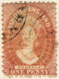 1865-71 (SG.70a) 1d Carmine Chalon perf.12 ERROR OF WATERMARK '2'; a cleaned fiscally used example with added postmark. Fewer than 30 copies of the error known. Cat.&pound;300 for fiscal use.