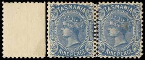 1903 (SG.242b) 9d Pale Blue Sideface, marginal pair (2) on V over Crown paper with double perfs. between gauging 12&frac12; & 11. Selvedge separated. Mint. Cat. &pound;1800.