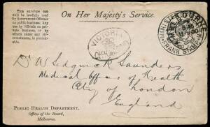 1886-1902 range incl. Attorney General, Ministers of Health, Lands and Survey, Mines, Railways, Dept. of Trade & Customs, Postmaster General, etc. Nice group, with variants. (14 items).