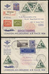 Mainly 1930s-40s collection of airmail covers, with many Netherlands Indies and Australia-related flights. Noted several examples of MacRobertson Air Race flown covers, etc. Useful range with some duplication. (65+). Ideal for the reseller.