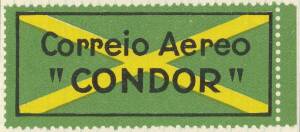 AIRMAIL VIGNETTES: Old-time album containing a fine range of labels of the world. Noted Brazil, Colombia, Federated Malay States, France, Germany, G.B., U.S.A., etc. (100s).
