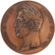 MEDAL: 1826 Dumont d'Urville's voyage of the "ASTROLABE", in bronze (50mm), by F.Depaulis, obverse bust of Charles X, King of France, reverse inscription in French. Commemorating the first voyage of the Astrolabe to the South Seas. She sailed via the Cape