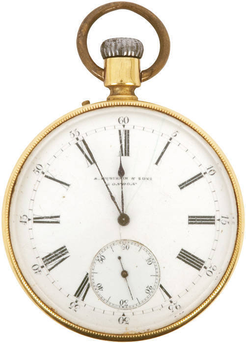 WATCH: A. Huguenin & Sons, London, open face and back 'ghost' pocket watch. Has had some minor modifications, in working order.