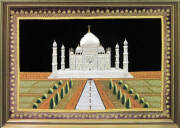 TAJ MAHAL, attractive embroidery display, framed, overall 120x90cm.