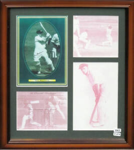 SPORT: Signed displays of Ben Hogan; Don Bradman (2 - signatures fine though displays faded); plus facsimile autographs of Kostya Tszyu. All framed, various sizes.