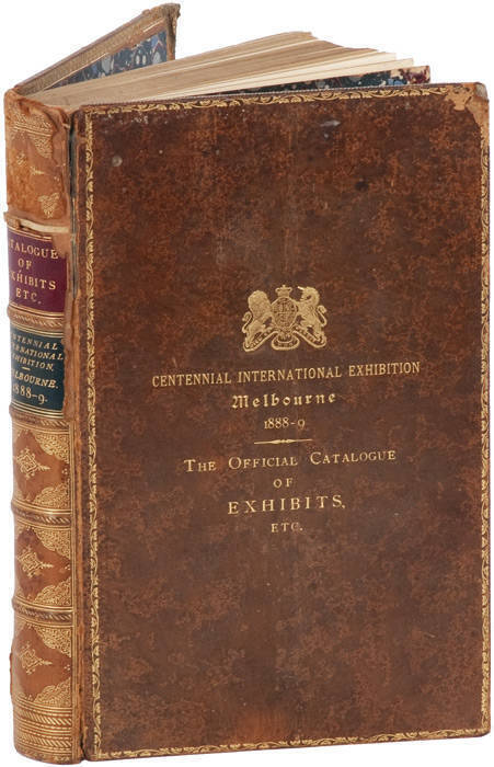 "Centennial International Exhibition, Melbourne, 1888. Commission, List of Commissioners, Rules & Regulations" (87pp); The Official Catalogue of the Exhibits" Volumes 1 & II (174pp & 168pp); "Official Guide to the Picture Galleries and Catalogue of Fine A