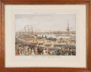 c.1885 Soudan Campaign collection relating to the NSW Contingent. Includes: three colour lithographs, all framed, dealing with the Australian Soudan campaign: THE EMBARKATION OF NSW TROOPS FOR SUAKIM, Artist Charles H Hunt (Australian, 1857-1938), 38.1x51 - 4
