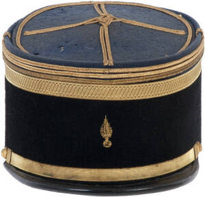 PRE WW1 HAT: c1900 French Foreign Legion engineers kepi, with front traditional stitched emblem and gold bullion wire trim, excellent condition.