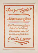 "CAN YOU FIGHT? THE EMPIRE NEEDS EVERY FIT MAN", linocut poster, backed on linen. Condition: B. 94x62cm.