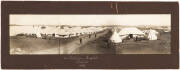 "3RD AUSTRALIAN HOSPITAL LEMNOS" [GREECE], 1915 silver gelatin photograph, 3 panel panorama, titled and dated in ink on mount below image, laid down on original backing, 10.3x41.2cm. The 3rd Australian General Hospital was set up in response to a request