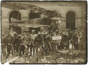 "VOLONTAIRES AUSTRALIENS" [FIRST AUSTRALIAN IMPERIAL FORCE IN FRANCE], c.1916-1919 silver gelatin photograph, titled in ink upper right, and captioned in ink verso, 13x18cm. Caption (in French) reads "Volontaires Australiens visitant les Invalids avant de