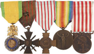 WW1 FRENCH MEDALS: group of 5 French military medals. Médaille Commémorative de la Grande Guerre 1914-1918; Military Medal (Médaille Militaire), 3rd Republic, 1870 to 1951; Inter-Allied Victory Medal, French official issue, (Médaille Inter-Alliée de la Vi