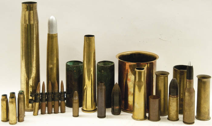 Large brass artillery shell case