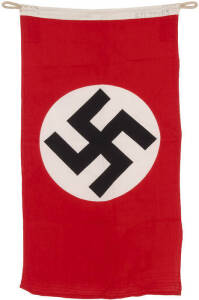 WW2 FLAGS: set of original imperial WW2 flags. German Third Reich Swastika flag, manufactured markings, "N.V.P.F.v VLISSINGEN & CO SKATGENFABR", below is marked, "HELMOND (HOLLAND)". To the right is stencilled, " G.FL.50x85", excellent condition (50x85cm)