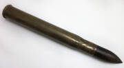 WW1/WW2 SHELL CASING: collection of 5 large WWI & WWII brass shell casing, including a US Navy 5"/54 caliber Mark 45 gun shell, good condition