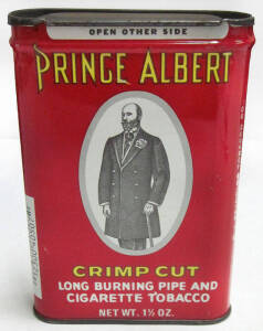 WW2 MISCELLANEOUS: Prince Albert upright tobacco tin w/ full packet of tobacco; Peggy Nisbet Yeoman Warder doll, made in England; two sterling silver cigarette cases, one with beautiful repeating geometric pattern and the other with handmade shell type sw