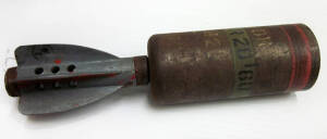 WW2 PRACTISE BOMB: 3 assorted Second World War practice bombs, 11 1/2 pounder, 2 inch mortar and a large unidentified mortar.