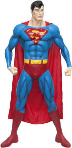 SUPERMAN: lifesize fibreglass Superman with cloth cape, most likely produced for cinemas or collectors. An excellent display model. Approx 1.9m x 90cm.