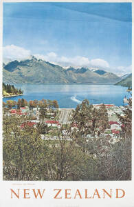 1961 travel poster "Queenstown, Lake Wakatipu. NEW ZEALAND", printed by R.E.Owen, Government Printer, Wellington, New Zealand, colour process lithograph, size 63x100cm. Condition A-.