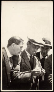 1920-21 ENGLAND TOUR TO AUSTRALIA: Photographs (2) taken by a member of the English team (possibly Abe Waddington of Yorkshire), one showing Howell & Makepeace baiting a hook whilst fishing on Quarantine Jetty at Fremantle (a case of typhoid was reported 