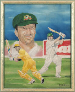 STEVE WAUGH, painting by Vincent Fantauzzo, oil on canvas, signed by the artist, framed, overall 55x67cm.