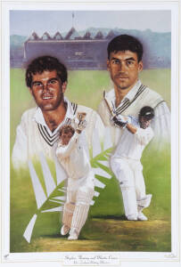 STEPHEN FLEMING & MARTIN CROWE: Prints (10) "Stephen Fleming and Martin Crowe: New Zealand Batting Masters" by Dave Thomas, size 42x58cm.