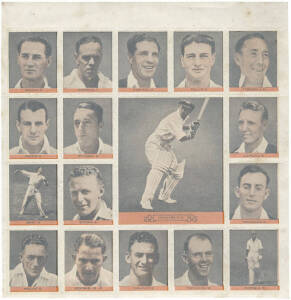 1946 Anonymous "Cricketer Transfers", complete set, with two large transfers (Bradman & Hammond) & 32 miniature transfers. VG.