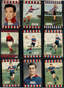 1954-55 Coles "Victorian Footballers", comprising Series 1 [4/56]; Series 2 [6/56 + 3 spares]; Series 3 [12/56 + 2 spares]. Fair/G.