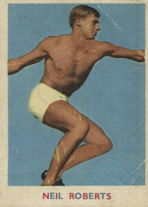 1963 Scanlens "Footballers" No.10 Neil Roberts (St.Kilda). Fair/G.