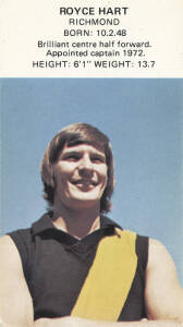 1973 Dinkum Pies "Footballer of the Week", almost complete set [9/10]. Fair/VG. Scarce set.