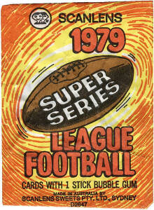 1979 "Scanlens, 1979, Super Series, League Football" wrapper. G/VG condition. Scarce.