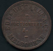 Australia, 1937 Crown, 1d (50), &frac12;d (24) and 1855 1d Edward De'Carle & Co. Melb. token with 'Tasmania' reverse; GB, 1797 2d Cartwheel, 1887 double florin (has been mounted), 1977 Crown (2) & 5 copper coins; Sth Africa 1949 Crown. And a purse with Aust. Kni - 3
