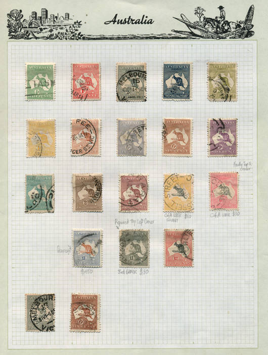 1913-2006 used collection on album pages. With basic 'Roos & KGV heads sets, the 'Roos to £2 (h/values incl £1 Brown & Blue, all with faults), Kooka minature sheet, 5/- Bridge (CTO) and other pre-decimal h/values. Decimals incl. souvenir sheets and se-ten