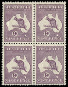9d Violet (Die 2) block; exceptional centring. MUH/MLH and very fresh.
