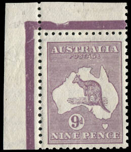 9d Violet (2 shades) Die 2B, corner singles both showing fine examples of the "Broken shading lines below POSTAGE" variety. BW:27e.