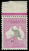 10/- Grey & Pink, top marginal single, hint of tone on gum. Otherwise superb MUH.