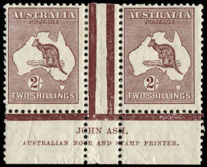 2/- Maroon, Ash Imprint (Plate 1 - N over A) pair; M/MLH. BW:39zb.