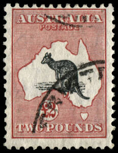 &pound;2 Black & Rose-Carmine, FU with unlisted variety, small white flaw below D of POUNDS.