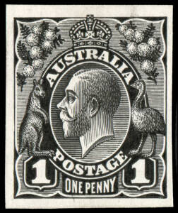 Perkins, Bacon & Co., 1d black Imperforate Plate Proof on thin white glazed card. BW:70PP(2)A.