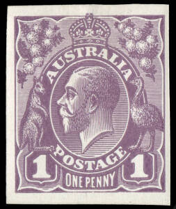 Perkins, Bacon & Co., 1d mauve, Imperforate Plate Proof on thin white glazed card. BW:70PP(2)E.