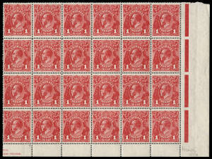1d Carmine-Rose, corner block showing part of the Harrison imprint at left; mainly MUH. Fine & fresh.