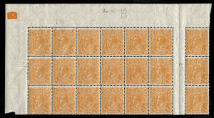 &frac12;d Orange, positional block from top left of Electro 8 sheet showing varieties "Die 1a" at L13, L16 & L18 [BW.67(8)d], "Eight wattles at left" L2, "Cut in right wattles" L7, "White flaw in left side of crown" R7. A fine piece. MUH.