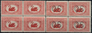 1927 1&frac12;d Canberra, 1929 1&frac12;d W.A. Centenary, 1&frac12;d & 3d Sturt: blks.4 of each, normal & perforated OS.