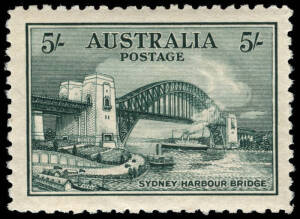 1932 Sydney Harbour Bridge: 2d (both types) & 3d in blks.4; 5/- single; 2d & 3d OS opts in blks.4. A fine group.
