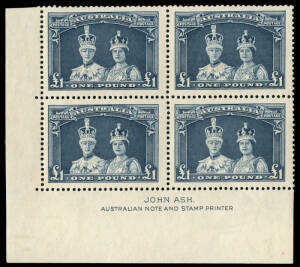 Robes (Thick paper) complete set in blks.4; the 5/- & &pound;1 being Ash Imprints.