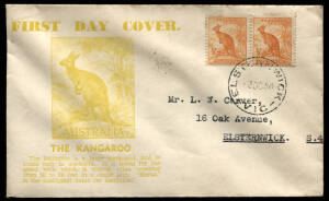 1938 (Oct.3) &frac12;d Roo horiz. pair on a HASLAM cover and 1938 (Aug.1) 1d Queen Mother & 1d Red KGVI Die II pair on 2 self manufactured FDCs. Plus 1937 & 1938 FDCs from Burma, all to the same addressee. Mixed condition.